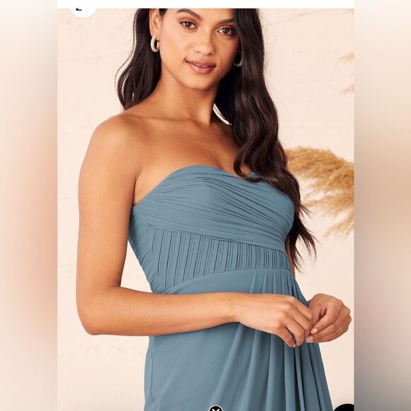 Lulus Maxi Dress Strapless Size Large Blue - Picture 5 of 9